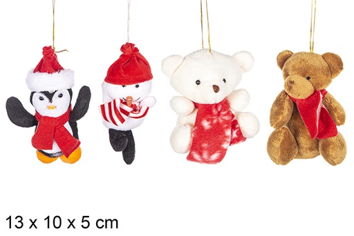 [109455] Plush penguin/dog/snowman assorted 13 cm