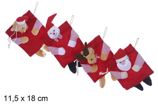 [109464] Sac en tissu décoré de Noël 11,5x18 cm