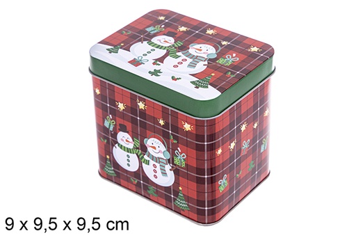 [109475] Boîte de Noël carrée en métal couleurs assorties 9 cm