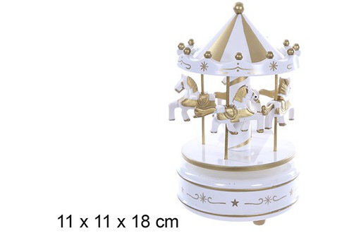 [109493] Carrossel musical branco/dourado 11x18 cm