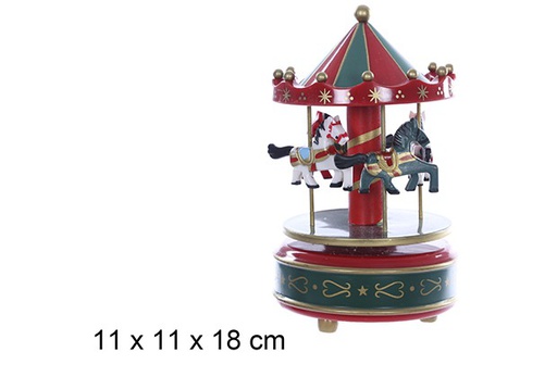 [109495] Carrousel musical rouge/vert 11x18 cm