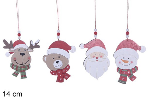 [109502] Wooden pendant reindeer/Santa Claus/bear/snowman 14 cm