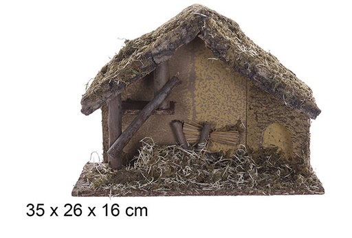 [109648] Empty cabin with straw Christmas 35x26 cm