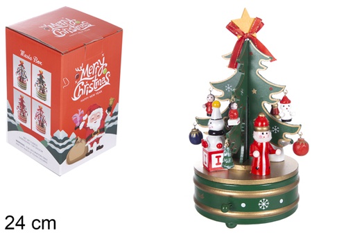 [109681] Wooden Christmas tree with music 24 cm