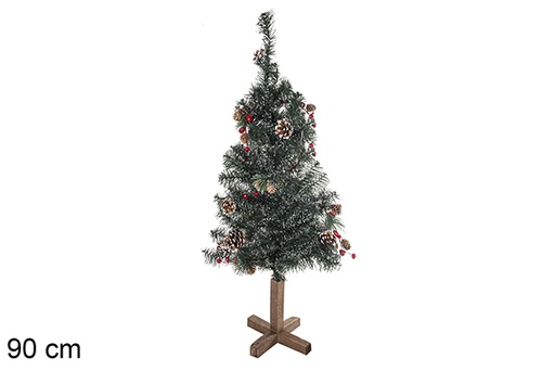 [109695] Árbol PVC nevado con bayas y piñas 90 cm