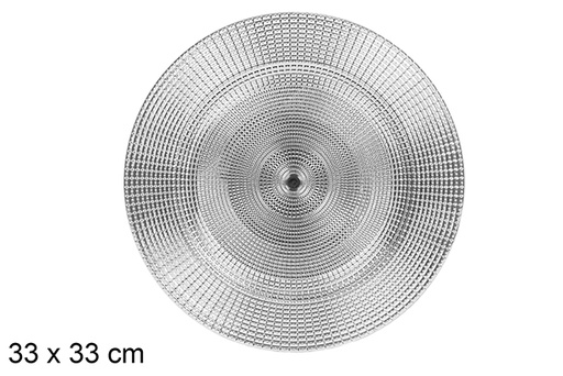 [109715] Piatto tondo in rilievo puntinato argento 33 cm