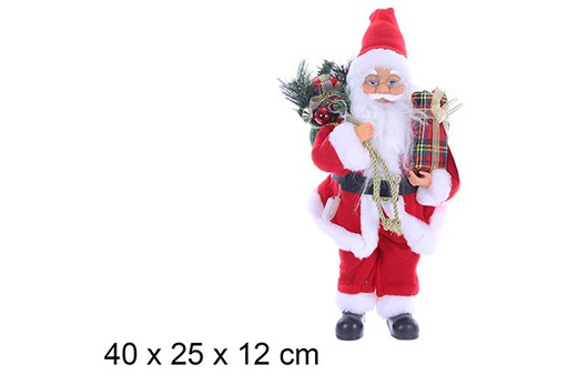 [109744] Santa Claus with sack and gift 6 LED lights 40x25x12 cm