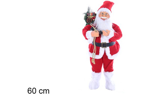 [109745] Pai Natal PVC com saco de oferta e 6 luzes LED e lanterna 60 cm