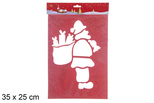 [109774] Estêncil de janela de Papai Noel com saco 35x25 cm