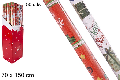 [109804] Papier d'emballage de Noël assortiment avec affichage 70x150 cm