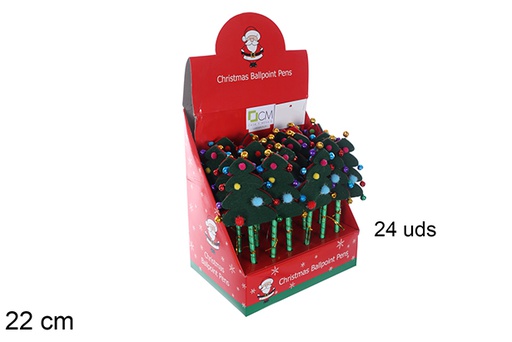 [109815] Bolígrafo con árbol fieltro Navidad y cascabeles 22 cm