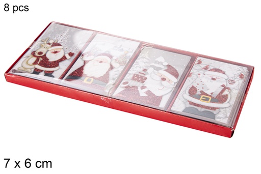 [109823] Pack 8 cartes de vœux de Noël assorties 7x6 cm