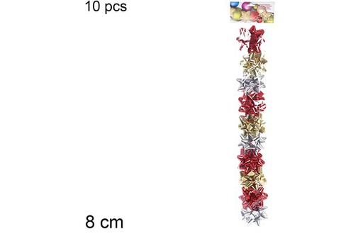 [109824] Pack 10 fiocchi natalizi colori assortiti blister 8 cm