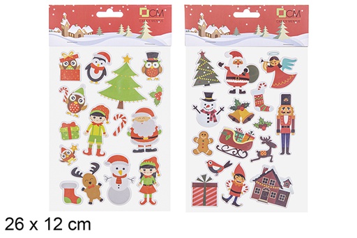 [109841] Adesivo imbottito decorazioni natalizie assortiti 26x12 cm