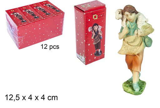 [109858] Pastore con pecora in resina 14 cm