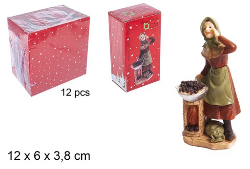 [109874] Resin shepherdess selling chestnuts 14 cm