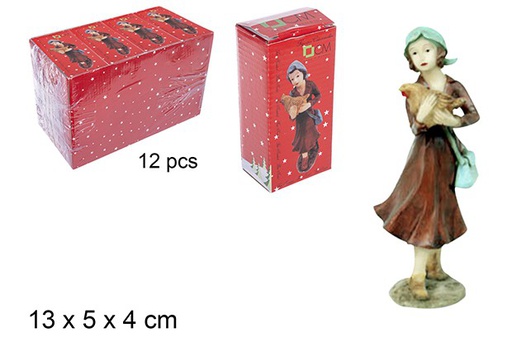 [109884] Resin shepherdess with hen 14 cm 