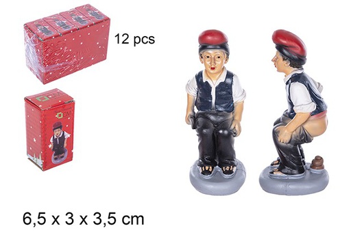 [109898] Shepherd resin with vest pooping 6,5 cm