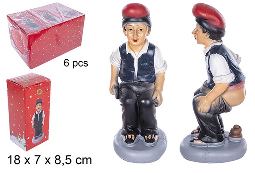 [109902] Berger en résine avec gilet chiant 18 cm