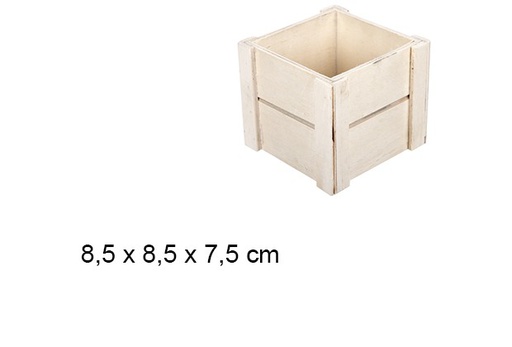 [108302] Natural square wooden box 8.5 cm