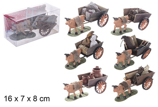 [108748] Cart with assorted cow 16x7x8 cm