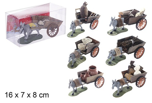 [108749] Cart with assorted donkey 16x7x8 cm