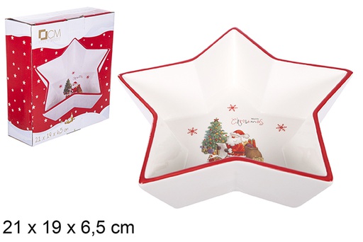 [109339] Plateau en céramique forme étoile de Noël 21x19 cm