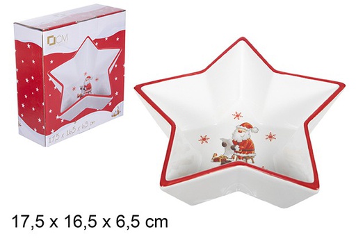 [109340] Bandeja cerámica forma estrella Navidad 17,5x16,5 cm