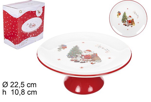 [109342] Christmas ceramic cake holder decorated with Santa Claus 22,5 cm