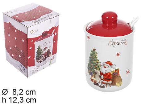 [109348] Ceramic jar with Christmas spoon 8,2 cm