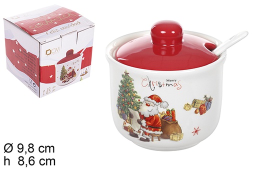 [109349] Christmas ceramic jar with spoon