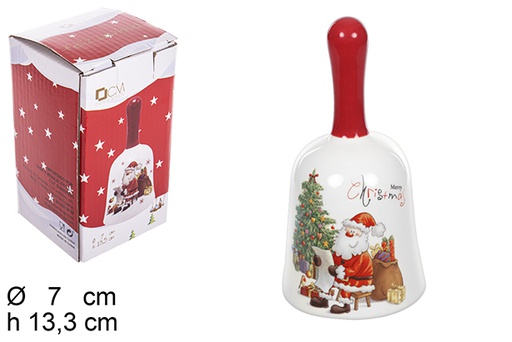 [109352] Ceramic Christmas bell decorated with Santa Claus 7 cm