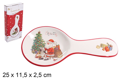 [109355] Colher de Natal em cerâmica decorada com Papai Noel 25x11,5 cm