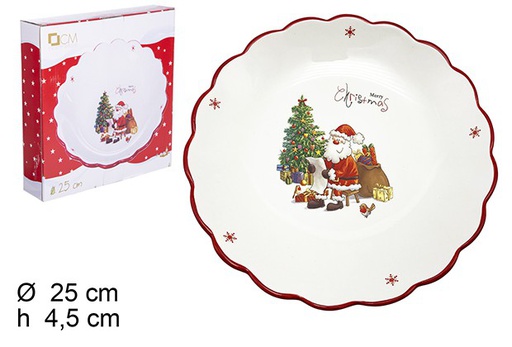 [109360] Bandeja cerámica redonda Navidad decorada Papa Noel 25 cm