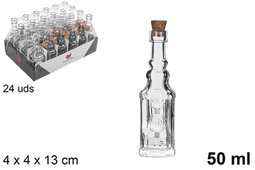 [107823] Mini bouteille en verre carrée 50 ml