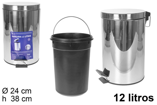 [108410] Stainless steel pedal bin 12 l.