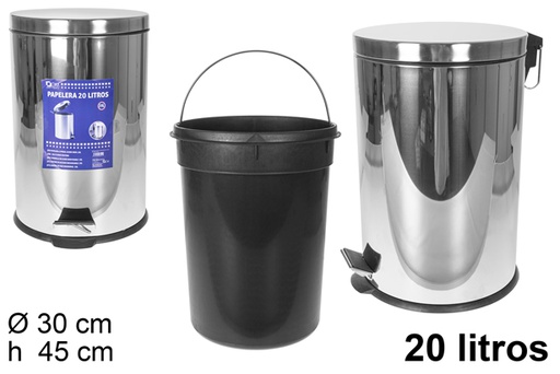 [108411] Caixa com pedal em aço inoxidável 20 l.