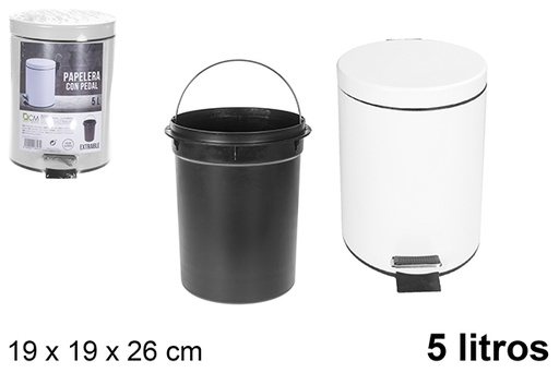 [108647] White pedal trash can 5 l.