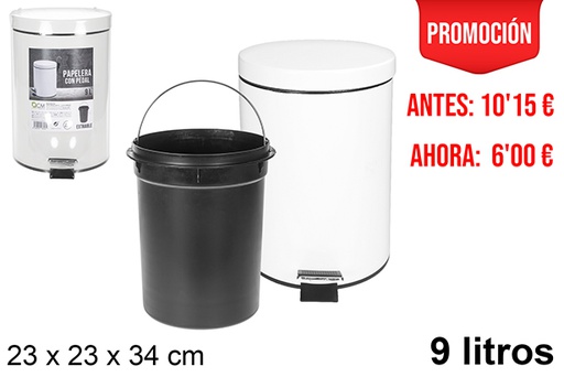 [108648] Papelera con pedal color blanco 9 l.