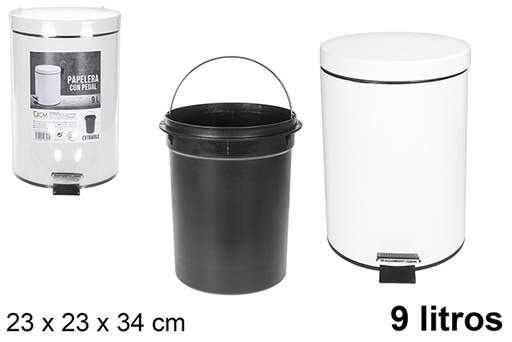 [108648] White pedal trash can 9 l.