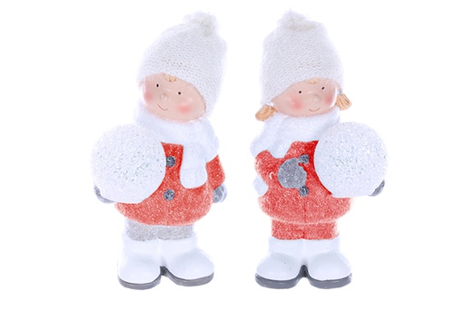 [109933] Figure assortite di ragazzo/ragazza di Natale con palla LED