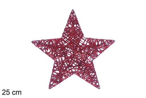 [109964] Figura estrela entrançada com glitter vermelho 25 cm