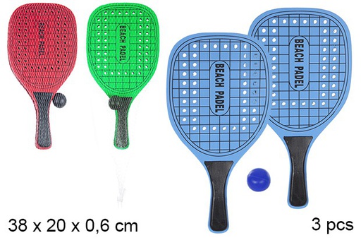 [108620]  Conjunto de raquetes de praia retangulares decoradas beach padel