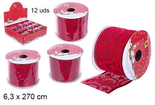 [109427] Christmas ribbon decorated red 270x6,3 cm