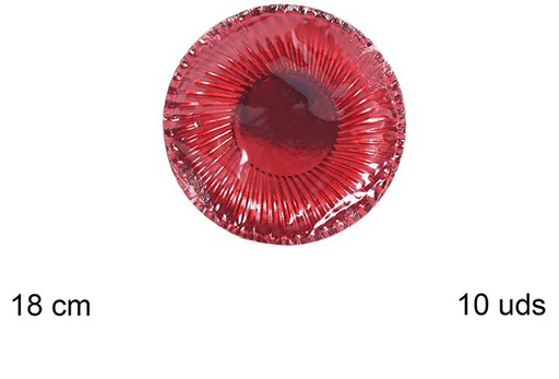 [109571] Pack 10 assiettes en carton de Noël rouges 18 cm