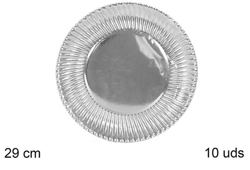 [109573] 10 ASSIETTE EN CARTON NOËL ARGENT 29 CM