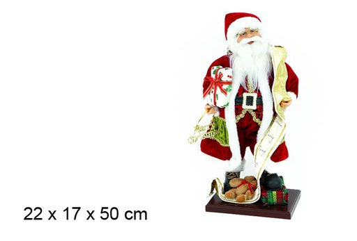 [046529] Papa Noel base madera con regalos 22x17 cm
