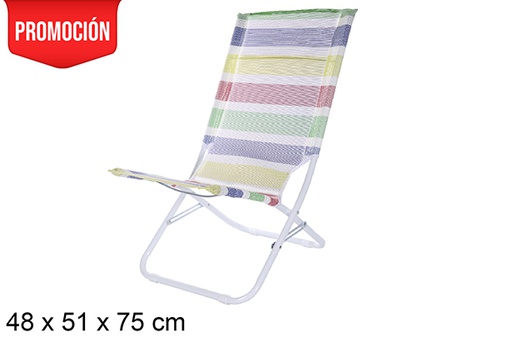 [108413] Fibreline white metal beach chair with colorful stripes