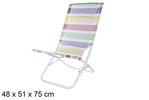 [108413] Silla playa metal blanco Fibreline rayas colores