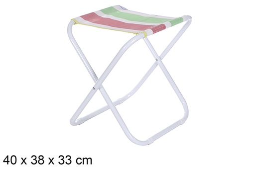 [108416] Tabouret de plage en métal blanc Fibreline rayures colorées